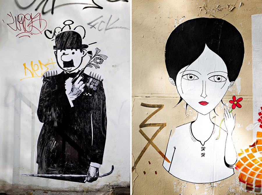 Čarlio Čaplino grafiti Paryžiuje