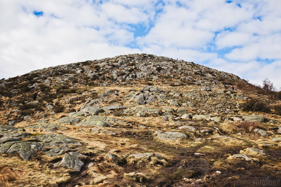 Akmenimis nusėtas Dalsnuten kalnas Norvegijoje