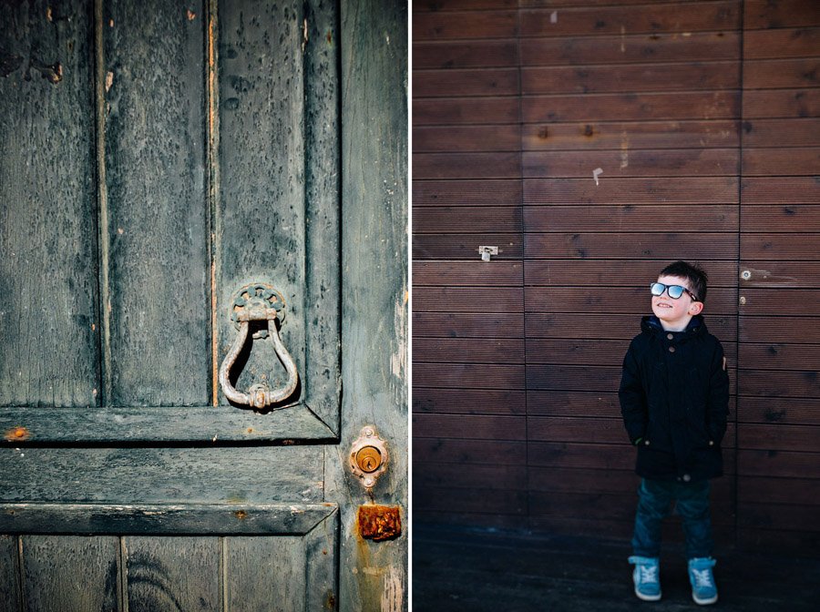 Berniukas ir senos durys Portugalijoje