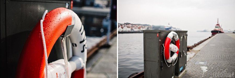 Gelbėjimosi valtis Stavangerio uosto krantinėje