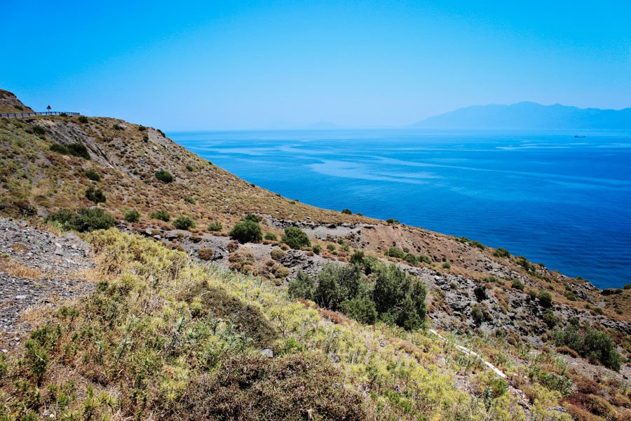 Kalnuotos vietovės Koso saloje Graikijoje