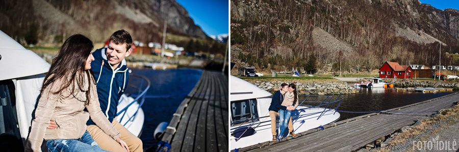 Priešvestuvinė fotosesija jachtoje Norvegijos fiorduose