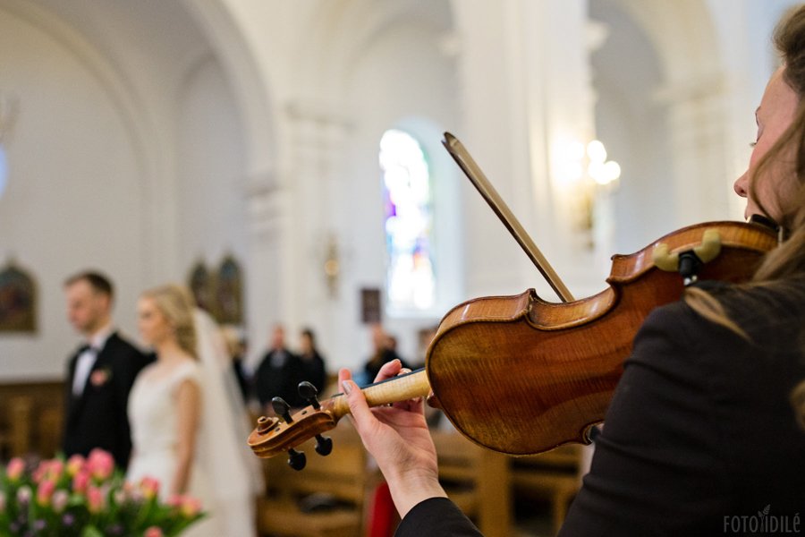 Smuiko garsai vestuvių ceremonijos metu Vilkaviškio katedroje