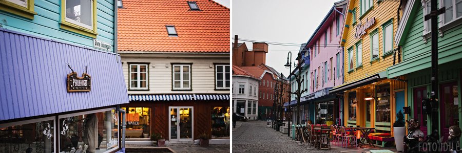 Spalvingoji Ovre Holmegate gatvelė Stavangeryje Norvegijoje