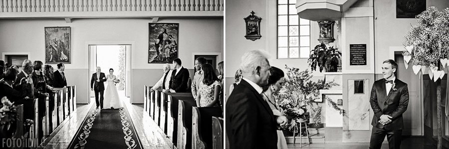 Tėtis palydi nuotaką prie Andrioniškio bažnyčios altoriaus