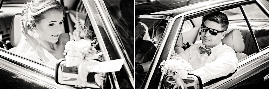 Vestuvinė fotosesija Mercedes Benz automobilyje